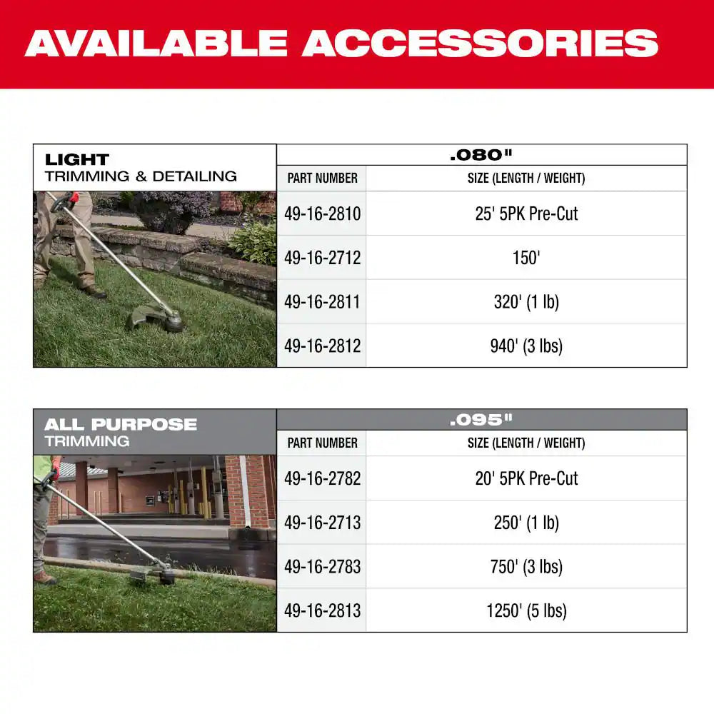 M18 FUEL 18V 16 In. Brushless Cordless QUIK-LOK String Trimmer 8.0 Ah FORGE Kit W/ Pole Saw & Brush Cutter Attachments