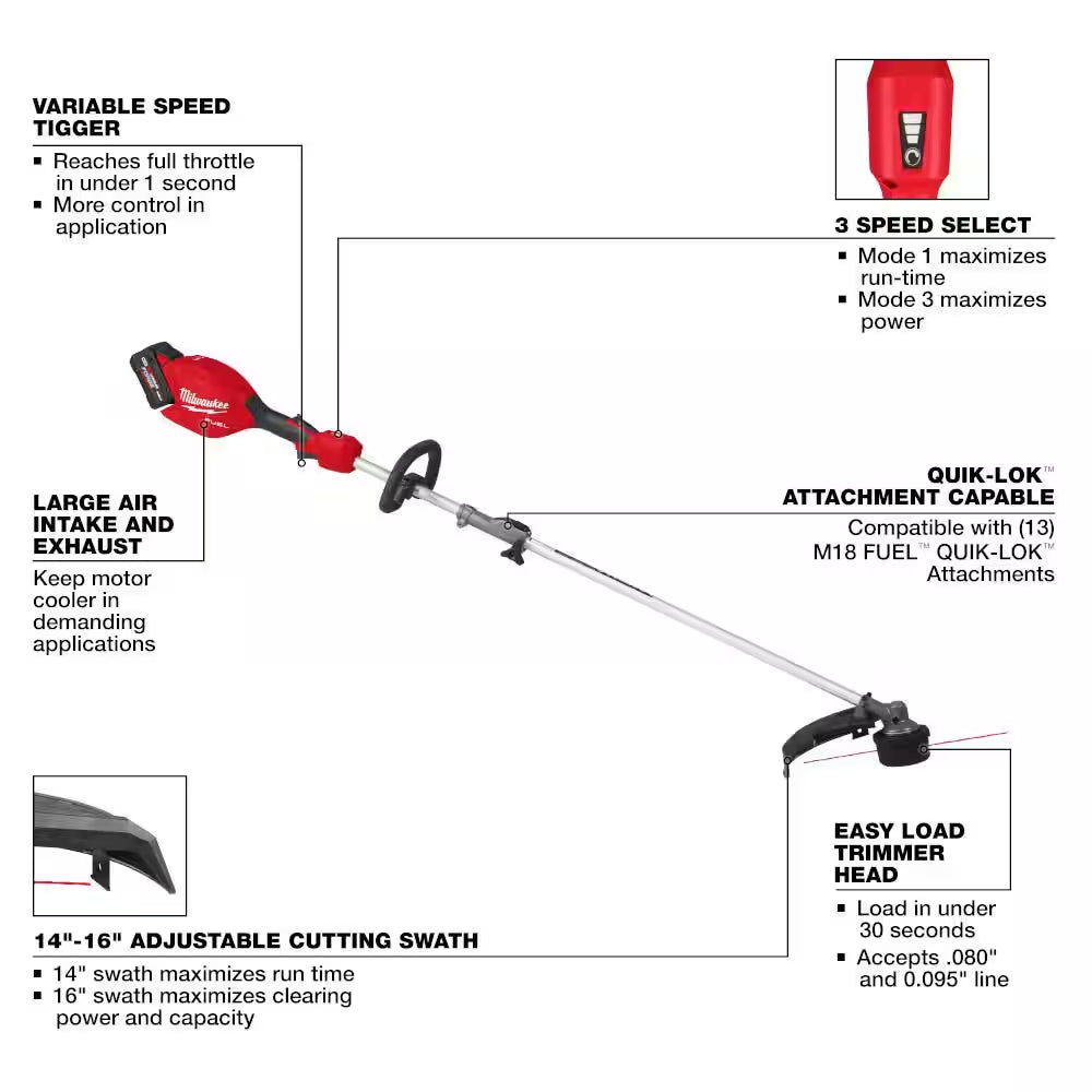M18 FUEL 18V 16 In. Brushless Cordless QUIK-LOK String Trimmer/Blower 8.0 Ah FORGE Combo Kit W/ M18 FUEL 16 In. Chainsaw