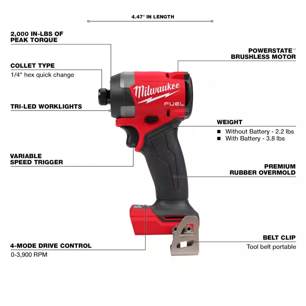 M18 FUEL 18-Volt Lithium-Ion Brushless Cordless Combo Kit (5-Tool) with (3) Batteries, 1 Charger 1 Tool Bag